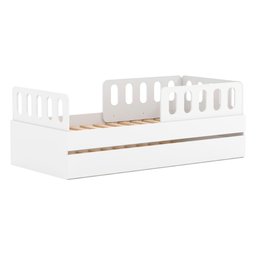 Bicama Solteiro Mdf Branco com 02 Grades e Cabeceira Anatômica Mobilistore - 4