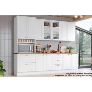 Cozinha 7 Peças (2 Armários + 1 Paneleiro + 2 Balcões + 2 Complementos) C5p46 Branco