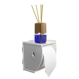 Suporte Acrílico Porta Papel Higiênico de Parede Branco - 9