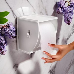 Suporte Acrílico Porta Papel Higiênico de Parede Branco