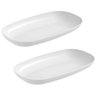 Kit 2 Travessas para Servir 38x21cm Petiscos Sushi Doces Bandeja Plástica Branca Coza - 1