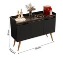 Ver imagem 4 de Aparador Buffet Gold Marmorizado 3 Portas Pés Madeira Maciça Preto/marmore Preto