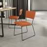 Cadeira Decorativa Estofada Para Sala De Jantar Base Em Aço Allana L02 Tecido Terracota - Lyam Decor - 2