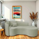 Ver imagem 1 de Recamier Curvo Orgânico 200cm 3 Lugares Lado Direito para Sala de Estar Bouclé Londres Verde Oliva