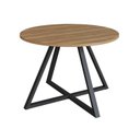 Ver imagem 2 de Mesa de Reunião Redonda 110cm x 110cm para Escritório 4 Lugares com Pés em Aço Industrial Executive Marrom/Nogal/Preto