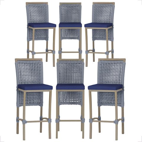 6 Banqueta em Alumínio Roma Fendi Corda Náutica Tecido 10