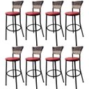 Ver imagem 1 de Kit 8 Banquetas Bistrô Aço Junco Sintetico Degrade Assento Vermelho