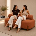 Ver imagem 2 de Poltrona Organica Ilha Bouclé p/ Closet e Consultório:Terracota/Liso