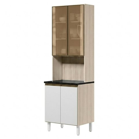 Paneleiro 4 Portas MDF Vidro 70x221 cm Kali 1834862 Bianco Toq Branco Nicioli