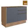 Balcão Cozinha Modular 100% MDF Édez Uno, 1 Porta e 3 Gavetas, Grafite e Louro Freijó - 1