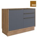 Ver imagem 1 de Balcão Cozinha Modular 100% MDF Édez Uno, 1 Porta e 3 Gavetas, Grafite e Louro Freijó