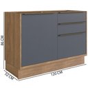 Ver imagem 3 de Balcão Cozinha Modular 100% MDF Édez Uno, 1 Porta e 3 Gavetas, Grafite e Louro Freijó