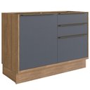 Ver imagem 2 de Balcão Cozinha Modular 100% MDF Édez Uno, 1 Porta e 3 Gavetas, Grafite e Louro Freijó