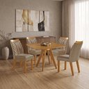Ver imagem 1 de Conjunto Sala de Jantar Mesa Liz Quadrada Tampo Amadeirado 4 Cadeiras Veneza New Cinamomo Yescasa