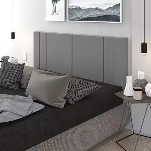 Ver imagem 2 de Cabeceira Viuva Tulipa Estofada Suspensa para Quarto - 128 Cm - Cinza Suede