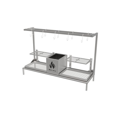 Parrilla Dupla para Alvenaria 108x34 - Firebox + 2 Grelhas Argentinas + Kit Tendal