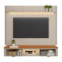 Ver imagem 2 de Painel para TV até 70 Polegadas MDF 180cmx166,3cm Home Ferrara de Linea Brasil Branco Canela/Off White