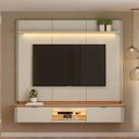 Ver imagem 1 de Painel para TV até 70 Polegadas MDF 180cmx166,3cm Home Ferrara de Linea Brasil Branco Canela/Off White