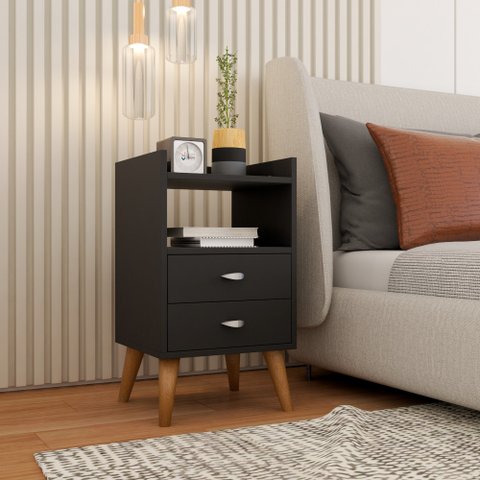 Mesa De Cabeceira Retrô Pés Palito Em Madeira Maciça Várias Cores MVD Móveis