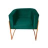 Poltrona Decorativa Sala de Estar Base de Ferro Cobre Veludo Verde - 2