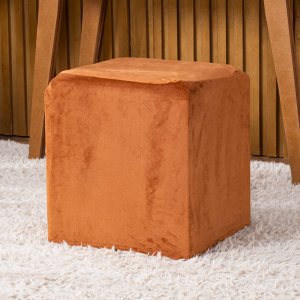 Capa de Puff Quadrado Avulsa Lisa Ajustável com Elástico - Tecido Veludo Suede Decoração Banquinho L