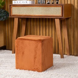 Capa de Puff Quadrado Avulsa Lisa Ajustável com Elástico - Tecido Veludo Suede Decoração Banquinho L - 2