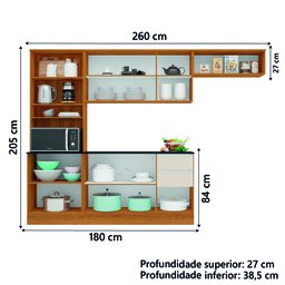 Armário de Cozinha Completa 9 Portas 2 Gavetas com Nicho para Micro Ondas Paris Ripado 3d Off White - 3 Armário de Cozinha Completa 9 Portas 2 Gavetas com Nicho para Micro Ondas Paris Ripado 3d Off White - 3