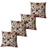 Kit 4 Capas De Almofada Zíper Invisível Floral Vermelha - 1
