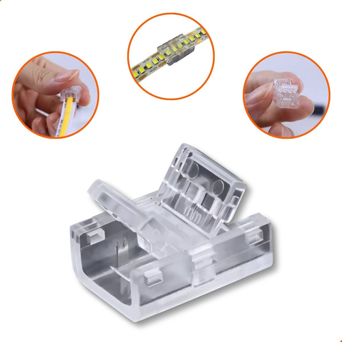 Kit 5 Conector Linear Emenda Transparente para Fita de Led 120 e 240 ...