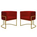 Ver imagem 1 de Kit 2 Poltronas Reforçadas Decorativa Sala Nayara Base Ferro Dourado Suede Marsala