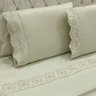 Jogo Cama Lençol Detail King Bordado Guipir Bordado Inglês Percal 300 Fios 4 Peças - Bege - 2