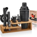 Ver imagem 2 de Kit de Coqueteleira 750ml em Aço Inox com Suporte de Bambu e Acessórios Vitino Onyx