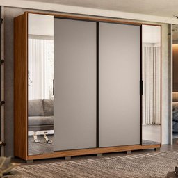 Guarda Roupa Casal Laredo Ambiente Nogueira Nude Prime Tx Flex com Espelho e Pés Demóbile - Demartêz - 1