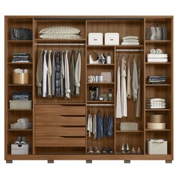 Guarda Roupa Casal Laredo Ambiente Nogueira Nude Prime Tx Flex com Espelho e Pés Demóbile - Demartêz - 2