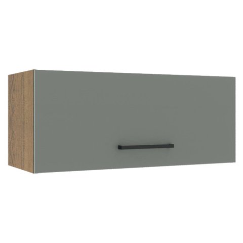 Armário Aéreo Madesa Agata 80 cm 1 Porta Basculante Rustic/Cinza Cor:Rustic/Cinza
