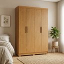 Ver imagem 1 de Guarda-Roupa Solteiro Ravena 4 Portas 2 Gavetas 100% MDF Marrom/Cerejeira