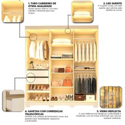 Guarda-roupa Casal com 6 Portas Reflecta com Pés 100% Mdf Império - 7