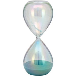 Ampulheta 19x8x8cm Vidro Furta-cor Areia Azul