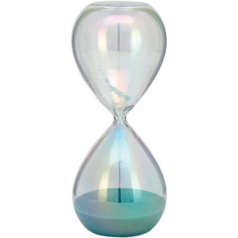 Ampulheta 19x8x8cm Vidro Furta-cor Areia Azul