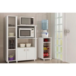 Balcão Multiuso Cozinha BL-3304 c/ 3 Portas e Nicho p/ Microondas Branco - Tecno Mobili - 8