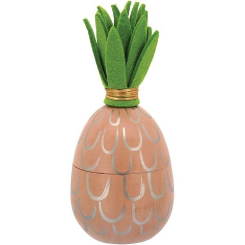 Penélope Porta Joias 18x8x8cm Madeira Rosa Abacaxi