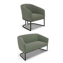 Ver imagem 1 de Sofá Namoradeira e Poltrona Industrial Preto Stella Bouclê Menta D03 - D'Rossi