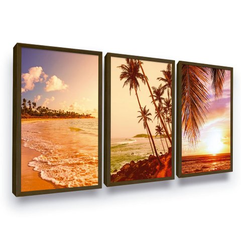 Quadro Parede Praia Coqueiro Sala Quarto Moldura