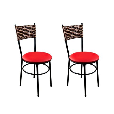2 Cadeiras Pretas para Cozinha Viena Avelã Assento Vermelho