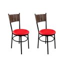 Ver imagem 1 de 2 Cadeiras Pretas para Cozinha Viena Avelã Assento Vermelho