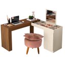 Ver imagem 1 de Penteadeira com Espelho em L Freijó Off White com Puff Pétala