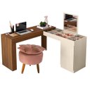 Ver imagem 2 de Penteadeira com Espelho em L Freijó Off White com Puff Pétala