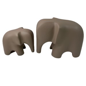 Conjunto enfeite elefante Mãe e Filho de cerâmica decorativo