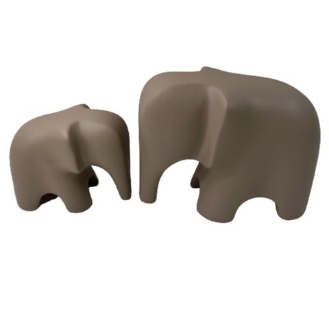 Conjunto enfeite elefante Mãe e Filho de cerâmica decorativo