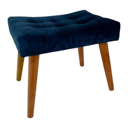 Kit Poltrona Giovana Giratória Ferro e Madeira, Puff Capitonê Luxo e Almofadas em Sued Premium:Azul  - 3